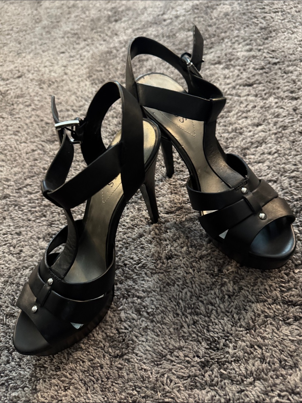 Guess Black Strappy High Heel Sandals